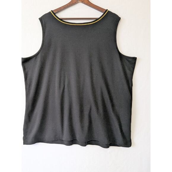 Quacker Factory Womens 3X Tank Top Black Gold Trim Rhinestone Grommet‎ Stretch - Picture 3 of 6